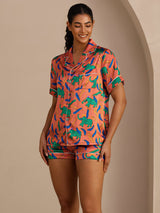 [Clay Elephant] SilkSilky-UK Short Sleeve Lapel Collar Women's Pyjamas 004