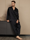 SilkSilky UK Pure Silk Long Sleeve Mens Pajamas Black 004