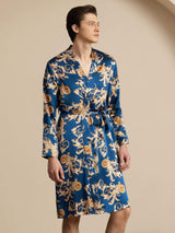 [Navy Dragon] SilkSilky-UK Long Sleeve Mens Robe 001