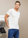 SilkSilky-UK Silk Knitted Short Sleeve Round Neck Men's T-Shirt White 005