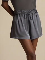 [Dark Gray] SilkSilky-UK 19Momme Stretch Silk Charmeuse Women's Shorts 005
