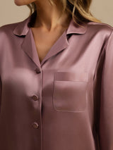 [Pale Mauve] SilkSilky-UK Long Sleeve Lapel Collar Women's Pyjamas 005