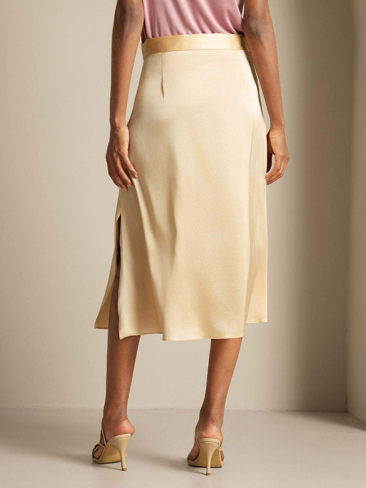 [Champagne] SilkSilky-UK 19Momme Silk Skirt 002