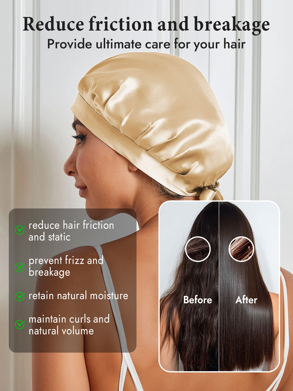 [Champagne] SilkSilky-UK Pure Silk Sleep Cap 004