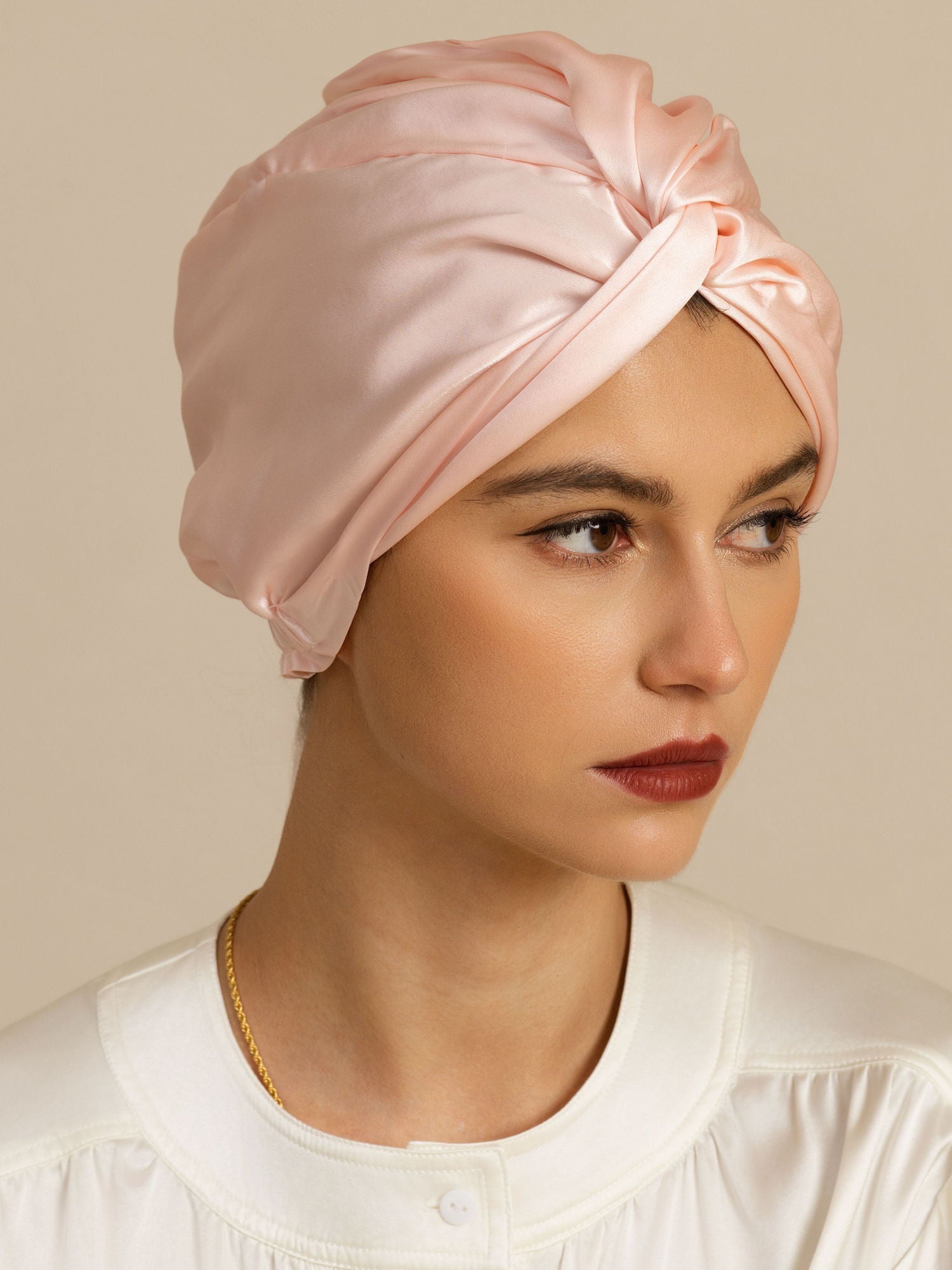 [Pink] SilkSilky-UK 22Momme Sleep Cap 001