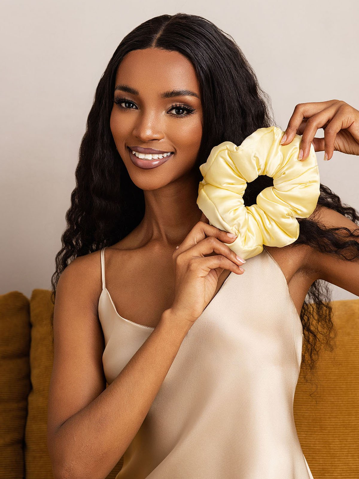 [Yellow] SilkSilky-UK Pure Silk Scrunchie 003