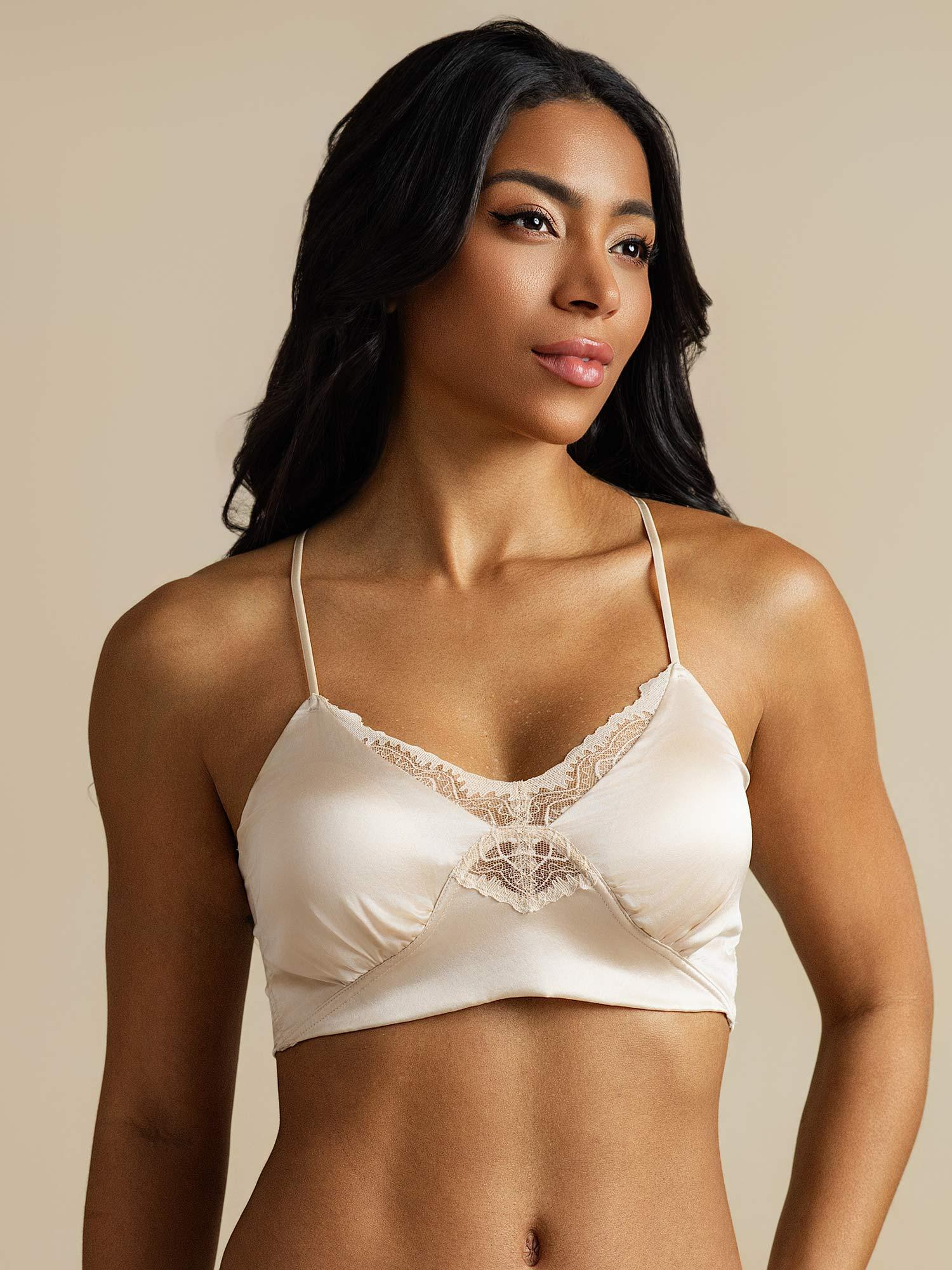 [Champagne] SilkSilky-UK Pure Silk Bra 001