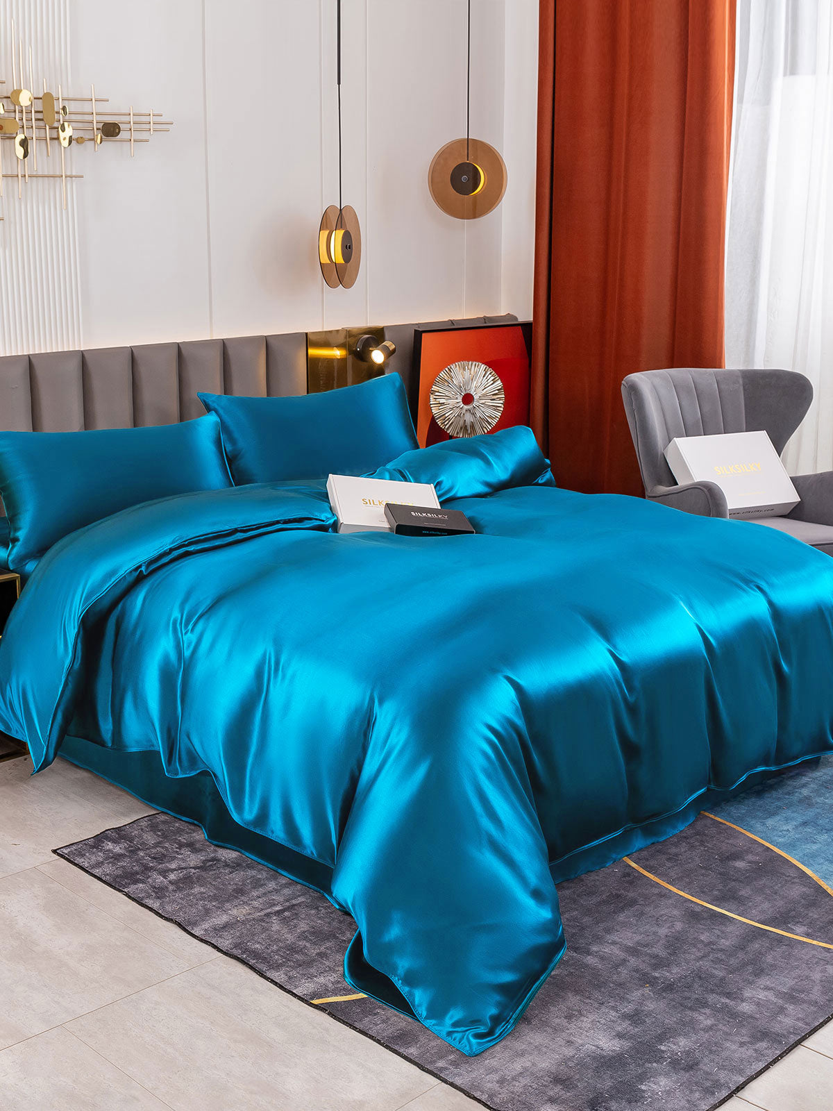 [Teal] SilkSilky-UK 19Momme Bed Linen Set 004