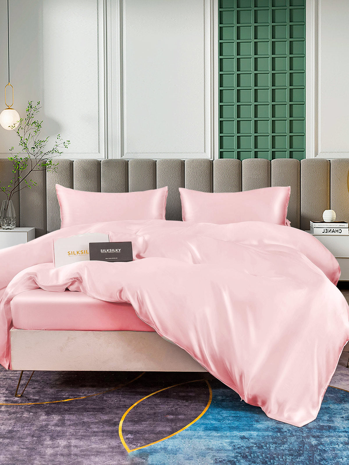 SilkSilky UK 25Momme Pure Silk Bedding Set Pink 003