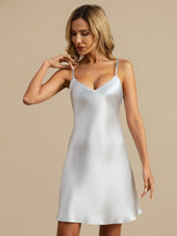 [Light Blue] SilkSilky-UK Spaghetti Strap V Neck Nightdress 006