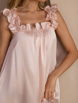 [Pink] SilkSilky-UK Sleeveless Square Neck Nightdress 004