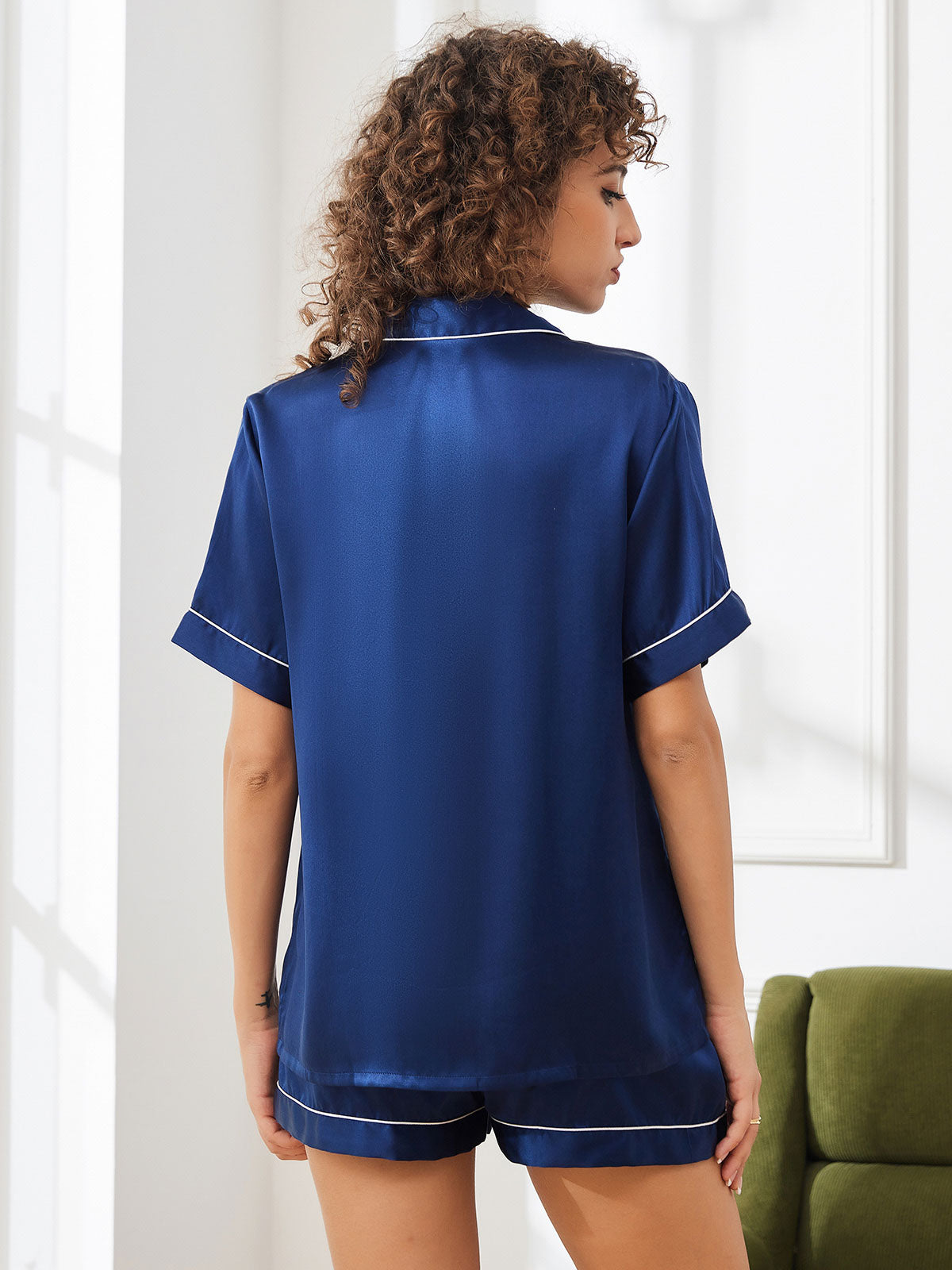 SilkSilky-UK-Pure-Silk-Short-Sleeve-Lapel-Women's-Pyjamas-Dark-Blue-002