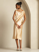 [Champagne] SilkSilky-UK Sleeveless Cowl Neck Dress 002