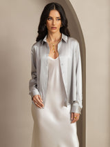 [Light Gray] SilkSilky-UK Long Sleeve Lapel Collar Women's Shirt 006