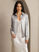 [Light Gray] SilkSilky-UK Long Sleeve Lapel Collar Women's Shirt 006