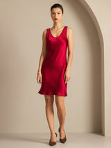 [Wine] SilkSilky-UK Sleeveless Scoop Neck Nightdress 003