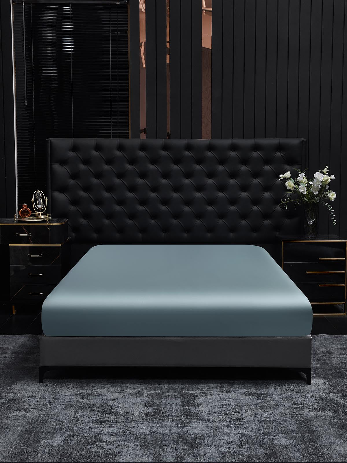 [Grayish Blue] SilkSilky-UK 22Momme Pure Silk Sheet 001