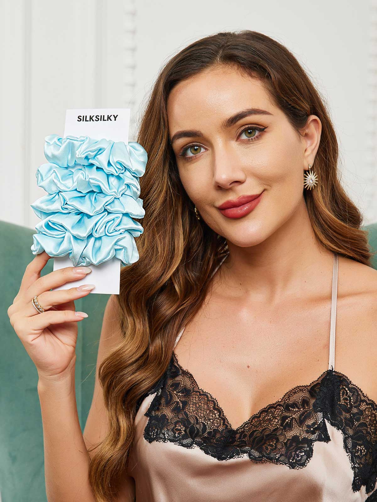 [Light Blue] SilkSilky-UK 19Momme Pure Silk Scrunchie 001