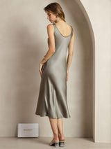 [Grayish Green] SilkSilky-UK Sleeveless Dress 002