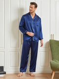 SilkSilky-UK-19Momme-Pure-Silk-Long-Sleeve-Lapel-Men's-Pyjamas-Dark-Blue-003