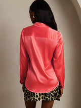 [Imperial Red] SilkSilky-UK Long Sleeve Lapel Collar Women's Shirt 002