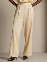 [Champagne] SilkSilky-UK 19Momme Stretch Silk Charmeuse Women's Pants 001