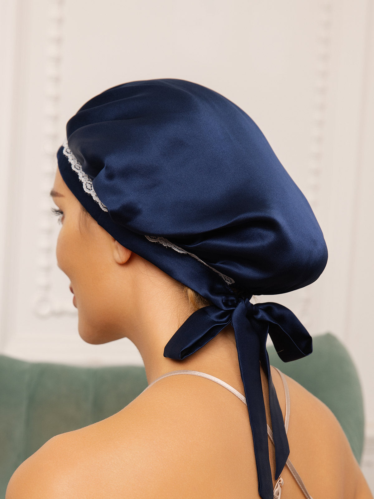 SilkSilky-UK Pure Silk Sleep Cap DarkBlue 002