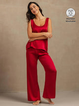 [Wine] SilkSilky-UK 19Momme Machine-Washable Silk Sleeveless Scoop Neck Women's Pyjamas 001