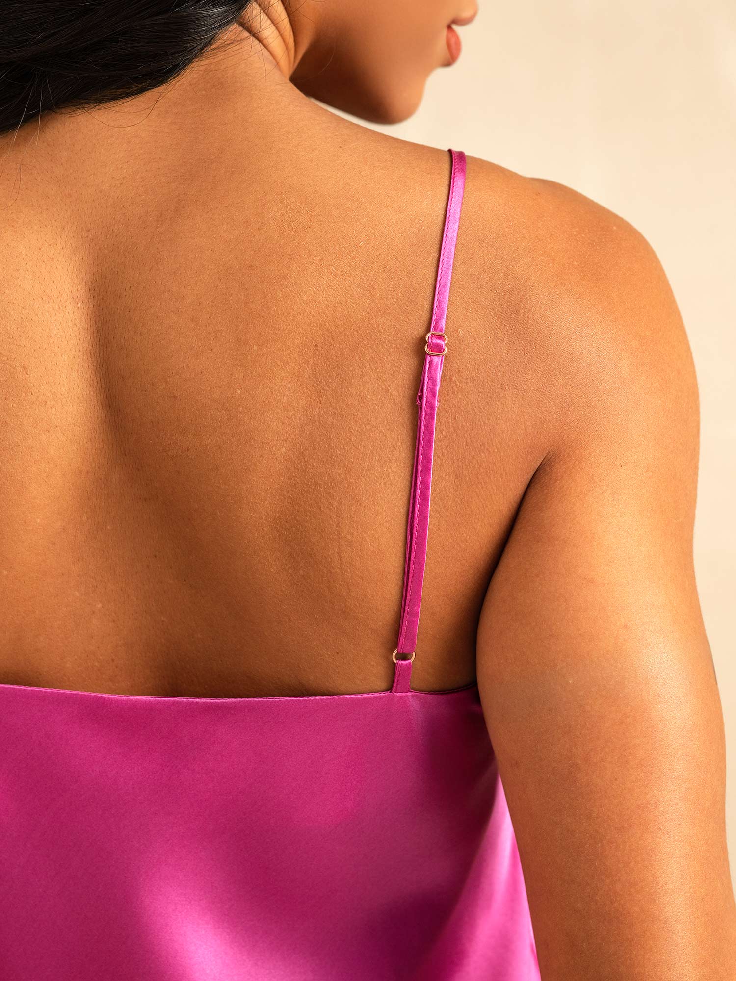 [Rose Red] SilkSilky-UK Spaghetti Strap V Neck Camisole Set 006