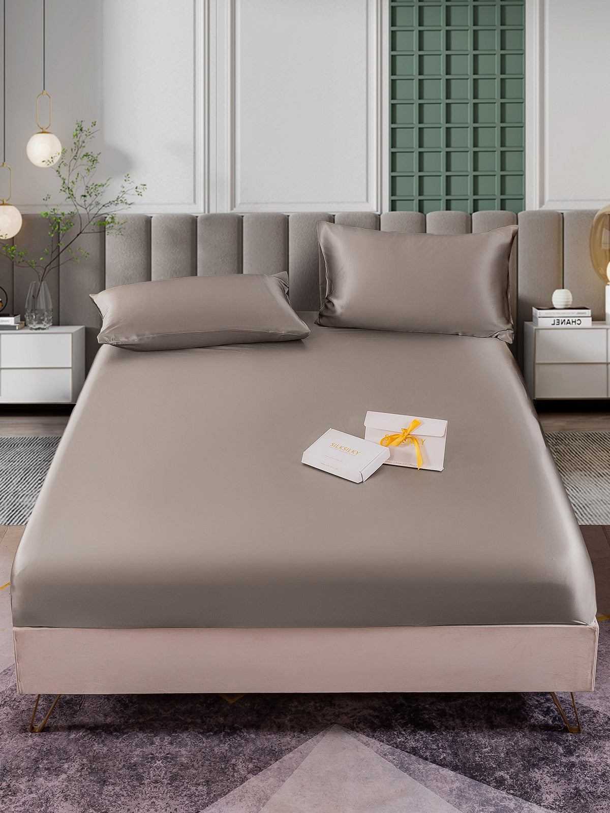 SilkSilky UK 25Momme Pure Silk Bedding Set Gray 002