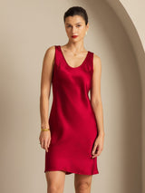 [Wine] SilkSilky-UK Sleeveless Scoop Neck Nightdress 001