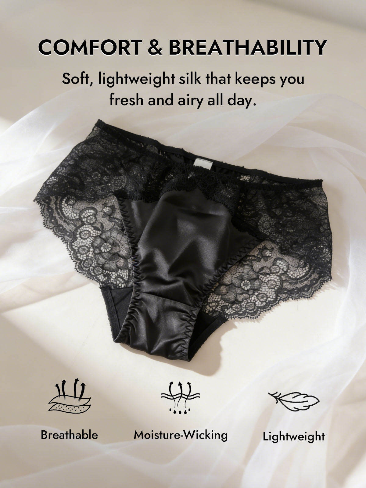 [Black] SilkSilky-UK 100% Silk Jersey Panty 003