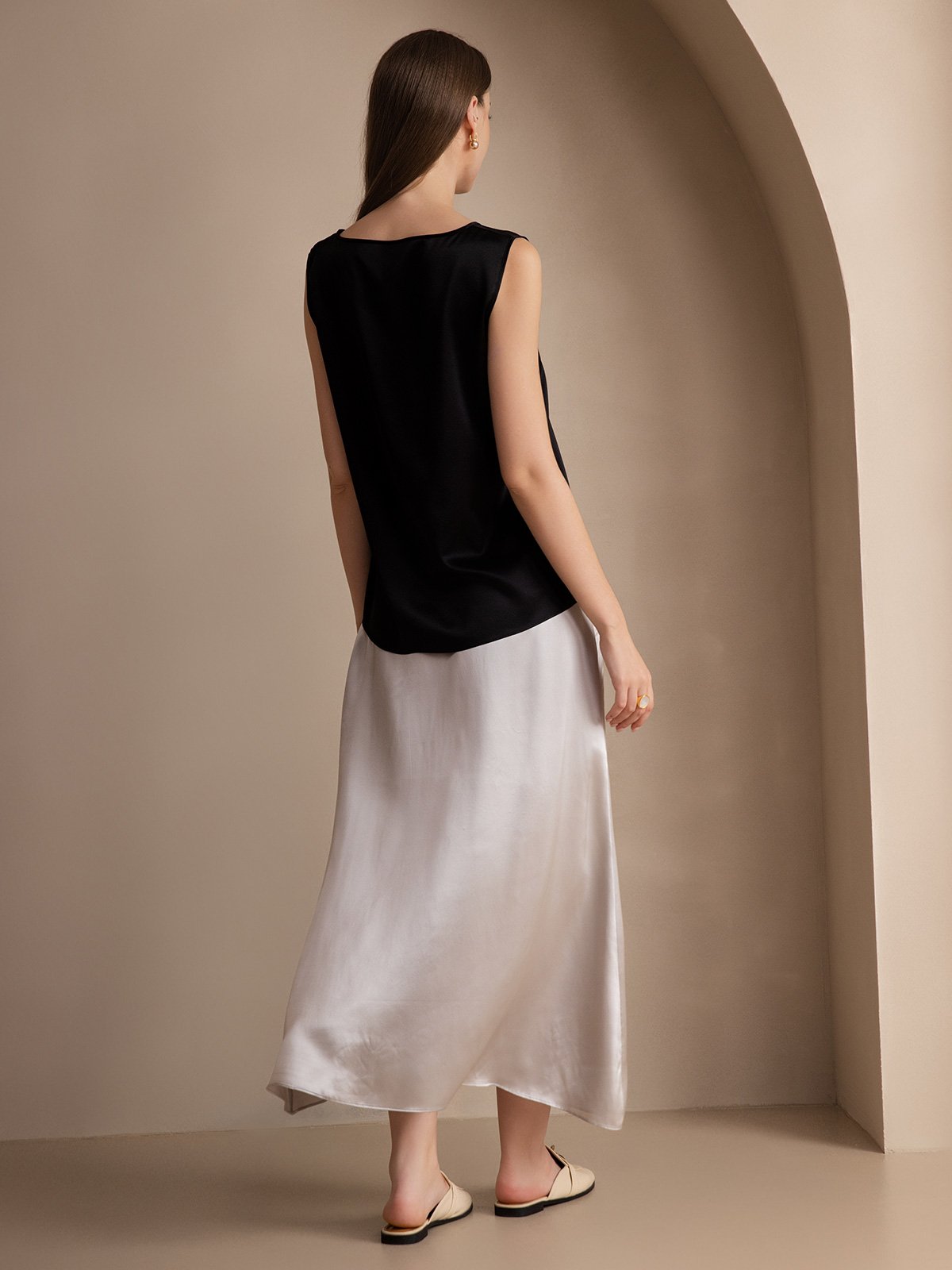 [Black] SilkSilky-UK 19Momme Silk Round Neck Camisole 004