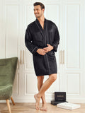 SilkSilky-UK-Pure-Silk-3/4-Sleeve-Mens-Robe-Black-004