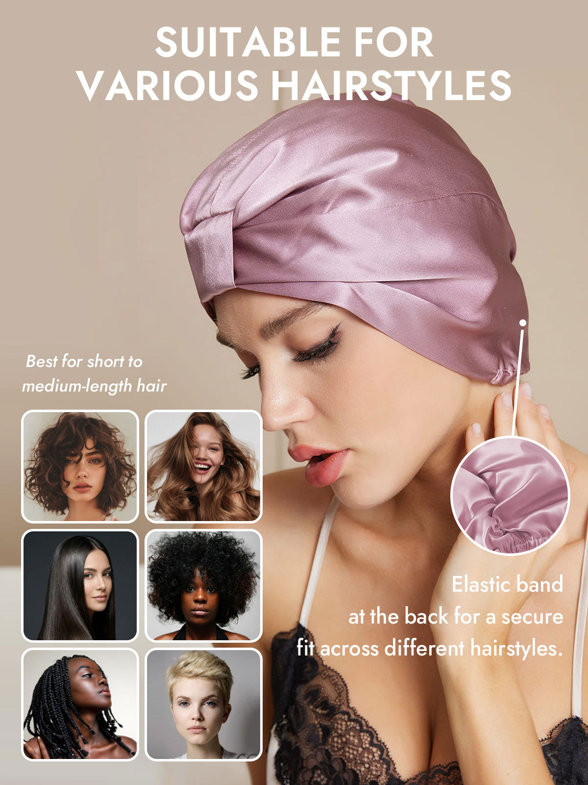 [Pale Mauve] SilkSilky-UK Sleep Cap 005