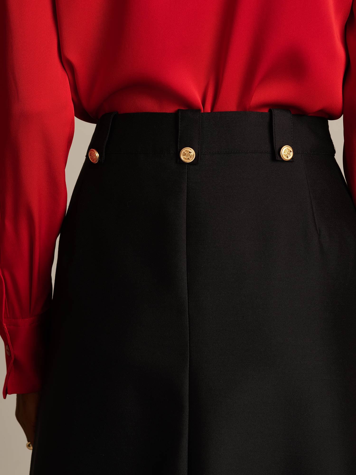 [Black] SilkSilky-UK 32Momme Silk-Wool Blend Split Skirt 004,