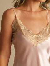 [Pink] SilkSilky-UK Spaghetti Strap V Neck Nightdress 004