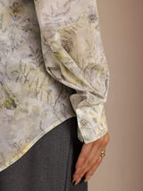 [Sage Blossom] SilkSilky-UK Long Sleeve Lapel Collar Blouse 006