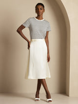 [Ivory] SilkSilky-UK 19Momme Stretch Silk Charmeuse Skirt 004