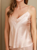 SilkSilky UK Pure Silk Sleeveless V Neck Women's Pyjamas Champagne 006