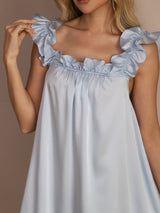 [Grayish Blue] SilkSilky-UK Sleeveless Square Neck Nightdress 007