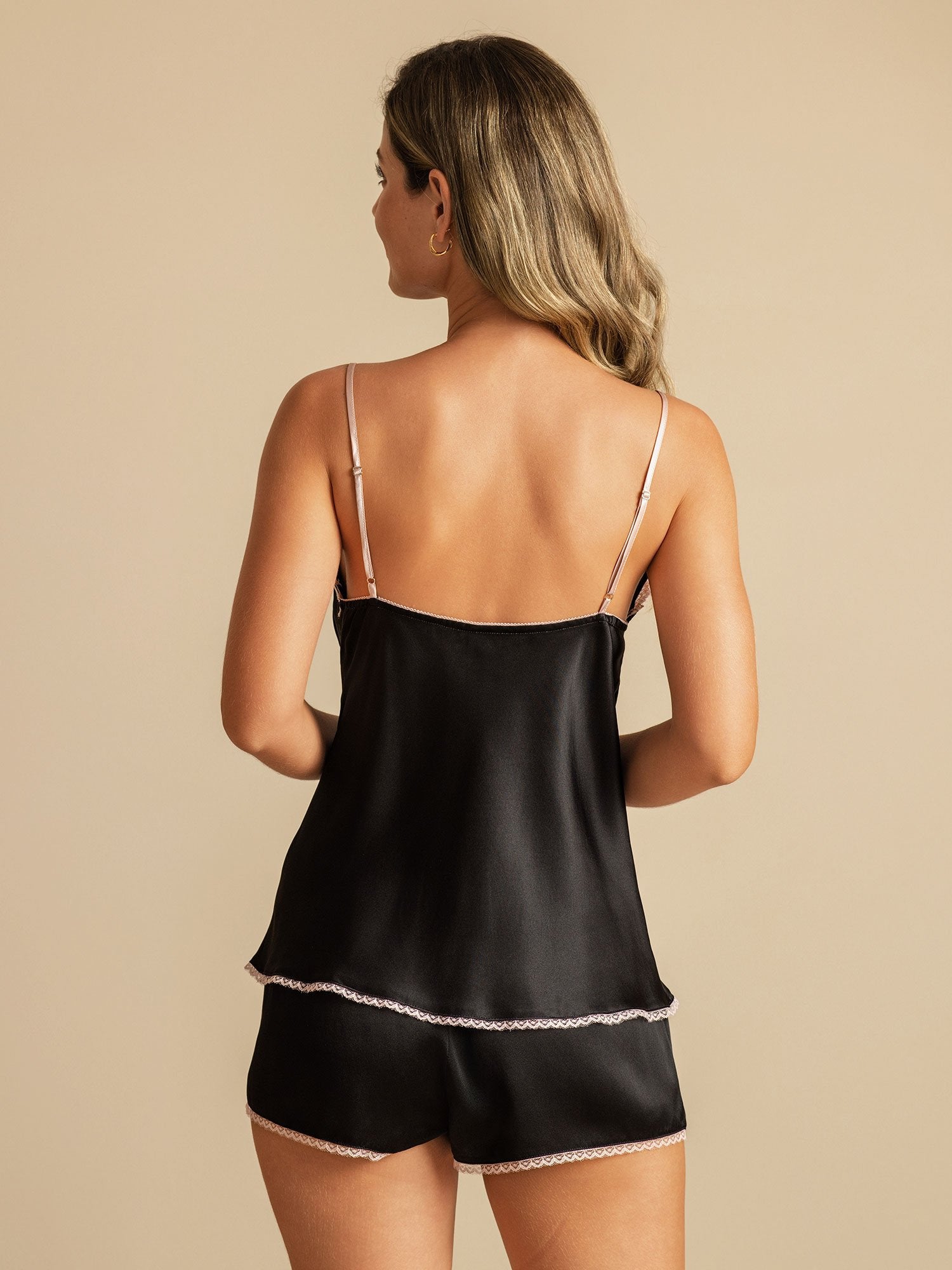 [Black] SilkSilky-UK Pure Silk Wrap Camisole Set 002