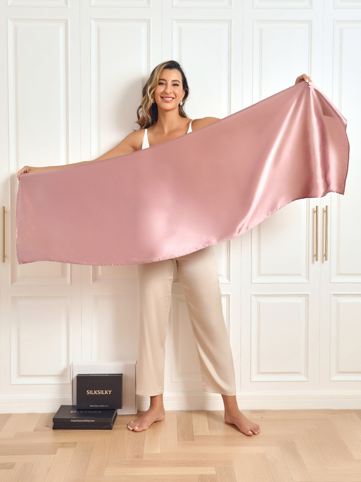 SilkSilky UK Pure Silk Scarf PaleMauve 005