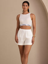 [White] SilkSilky-UK Sleeveless Crew Neck Camisole 007