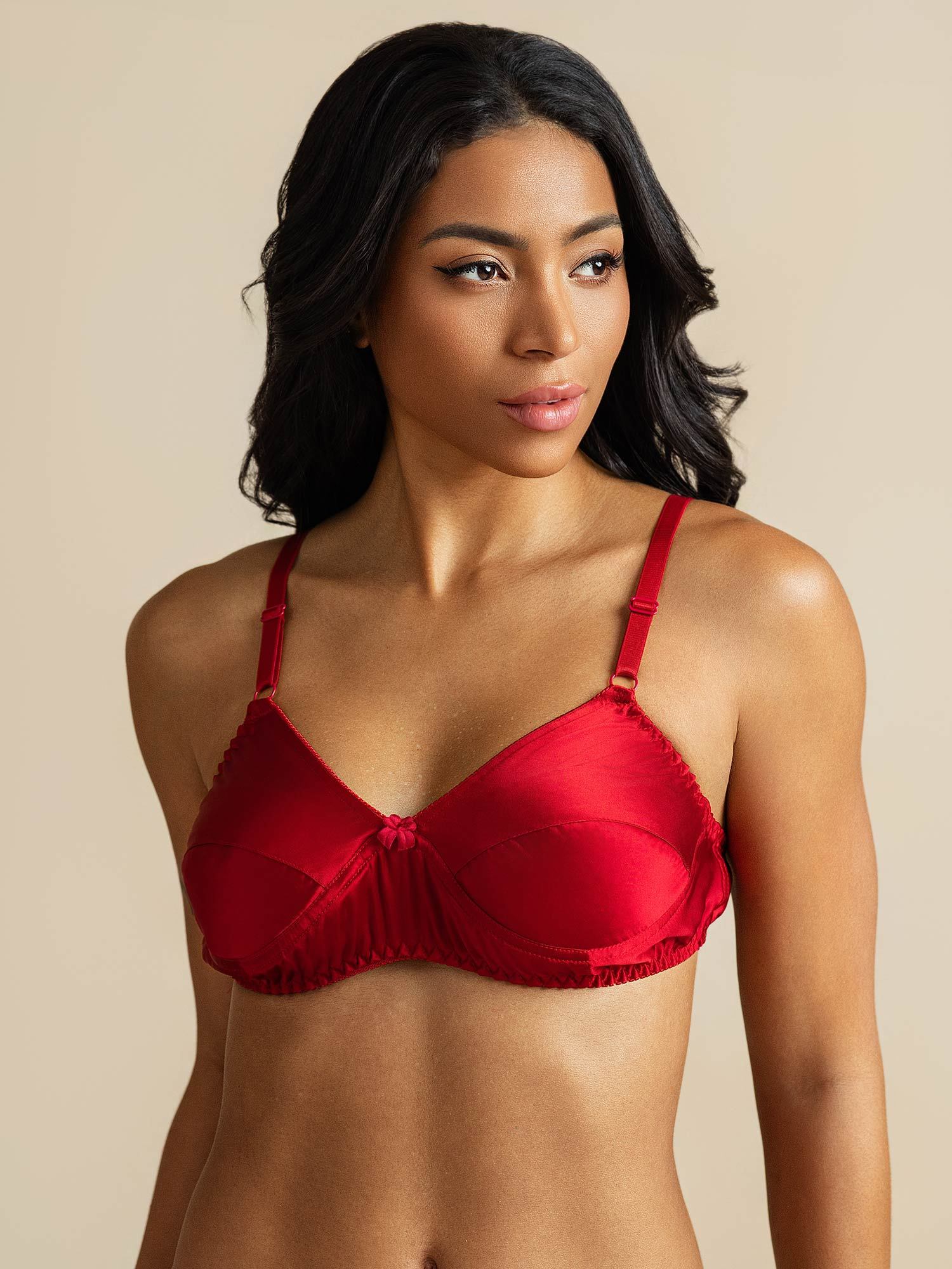 [Red] SilkSilky-UK Pure Silk Bra 007,