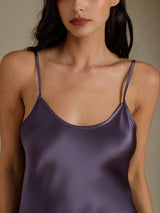 [Purple Gray] SilkSilky-UK Spaghetti Strap V Neck Nightdress 004