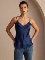[Dark Blue] SilkSilky-UK Spaghetti Strap V Neck Camisole 001