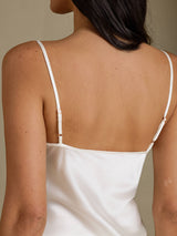 [White] SilkSilky-UK Spaghetti Strap V Neck Camisole Set 005
