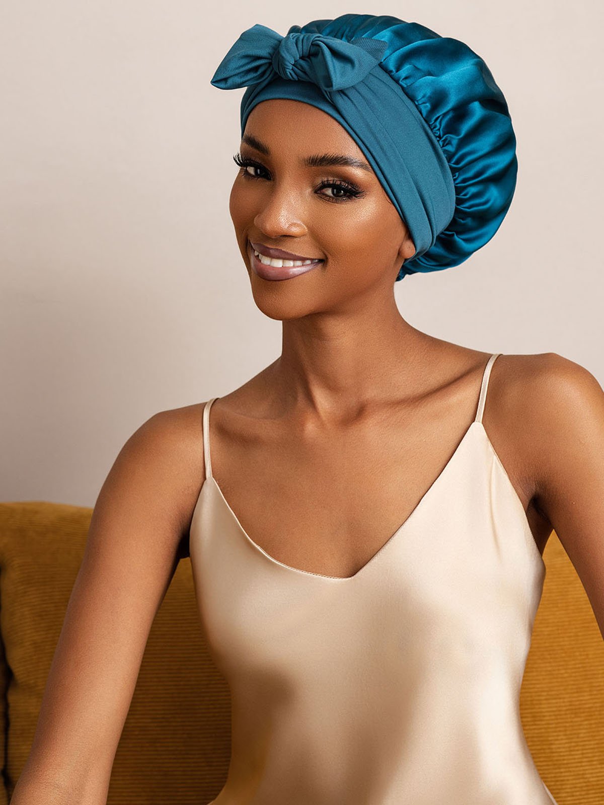 [Teal] SilkSilky-UK Pure Silk Sleep Cap 002