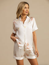 [White] SilkSilky-UK Short Sleeve Lapel Collar Women's Pyjamas 003